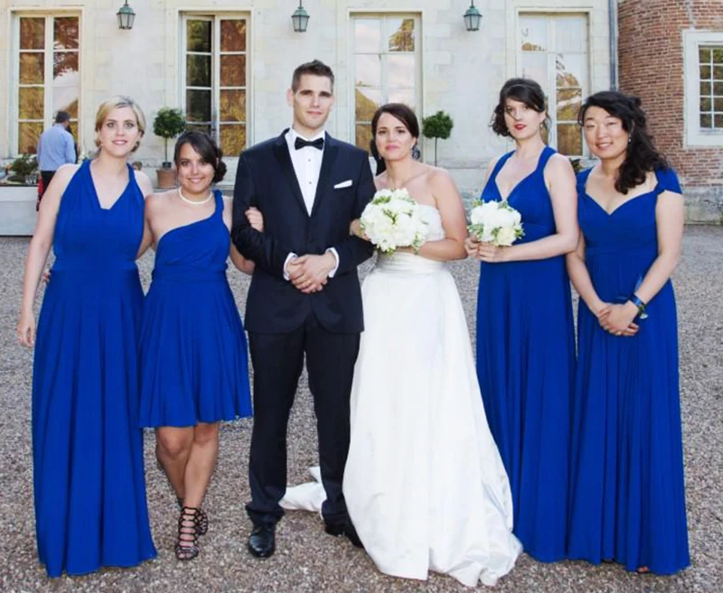 Платье подружки невесты Королевское синее длинное платье Бесконечность Макси