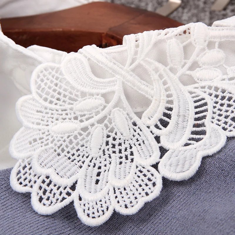 Ложный воротник Женский белый черный с вырезом вышивка съемный блузка отворотом