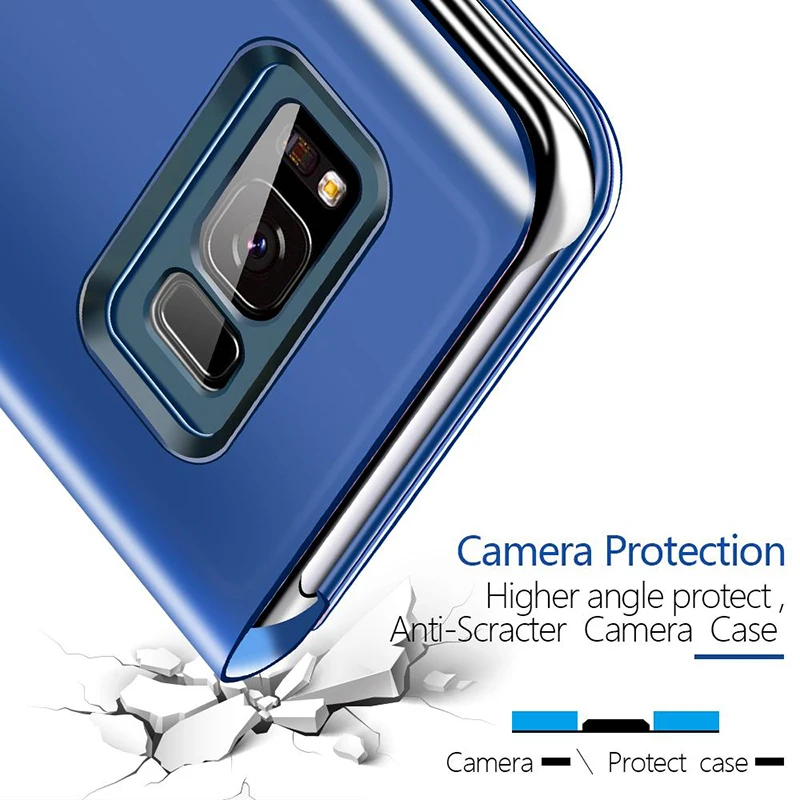 smart view mirror flip case for samsung galaxy s21 ultra s20 s10 s9 s8plus a71 a51 a12 a52 a72 note20 10 9 8 leather phone cover free global shipping