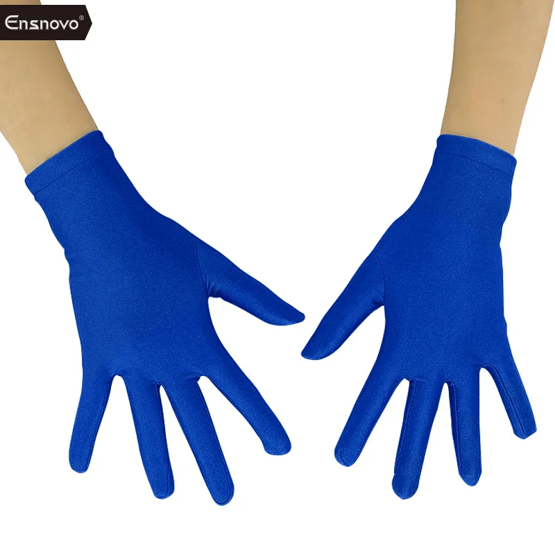 Royal Blue Ensnovo для взрослых 10 дюймов Длина запястья лайкра спандекс полный палец эластичная короткая перчатка костюмы на Хэллоуин велосипед перчатки для мотокросса - Цвет: Royal Blue
