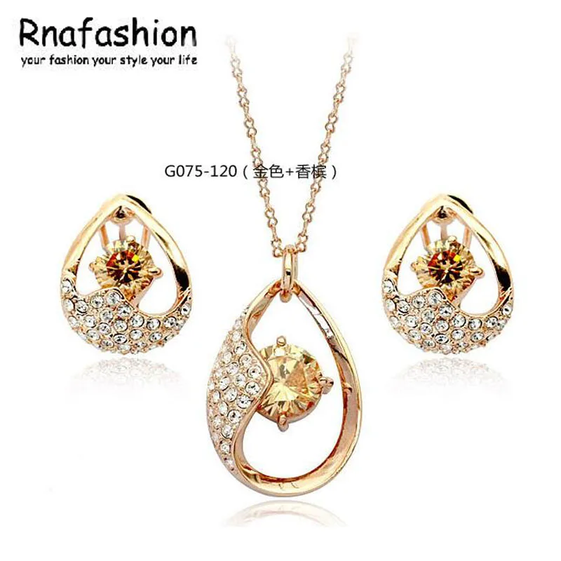 Набор ювелирных украшений в романтическом стиле с кристаллами Разноцветные