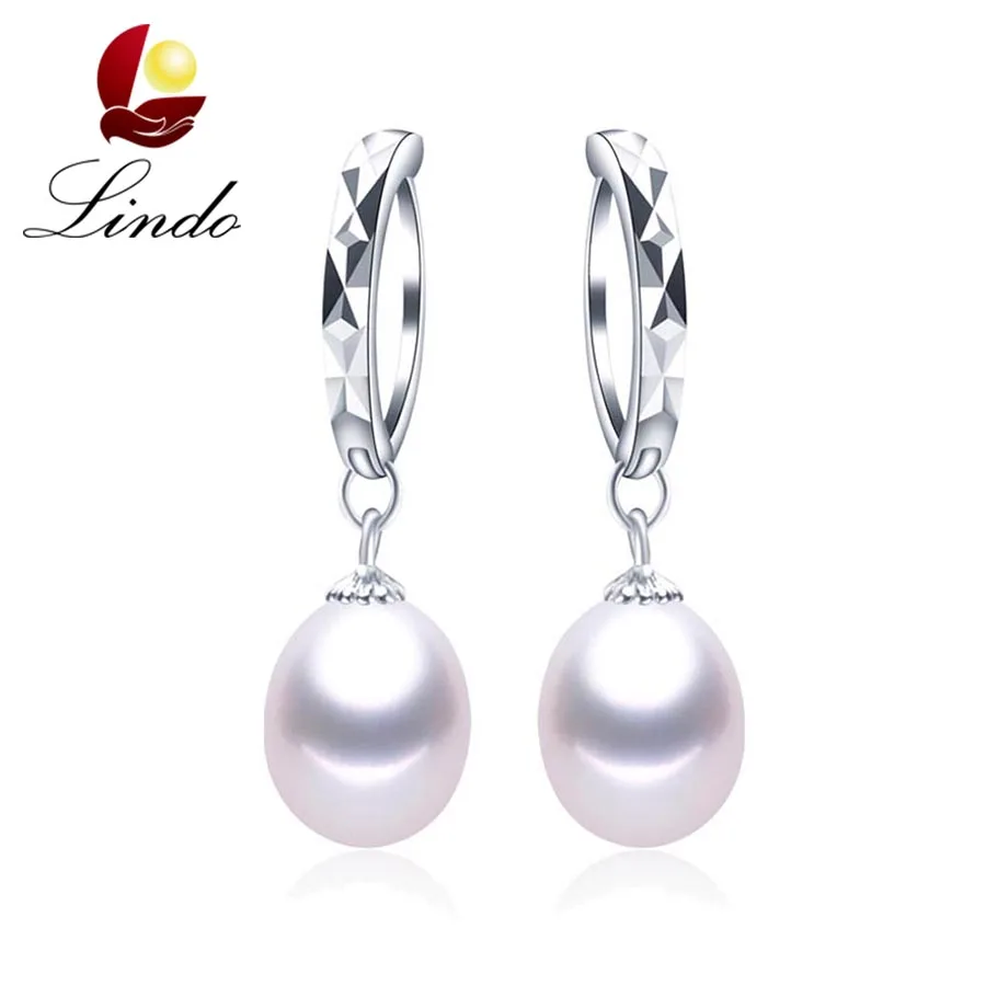 Женские серьги с натуральным пресноводным жемчугом Lindo модные из серебра 925 пробы