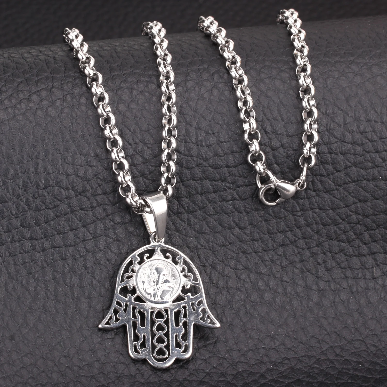 LUXUKISSKIDS хамса руки кулон ожерелье для мужчин и женщин Золотой Цвет Нержавеющая