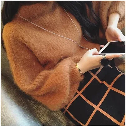 Sweater Women 2021 Lantern Sleeve Autumn And Winter New Knit Loose Solid Color women's Sweaters Pullovers Vestidos LXJ500 | Женская