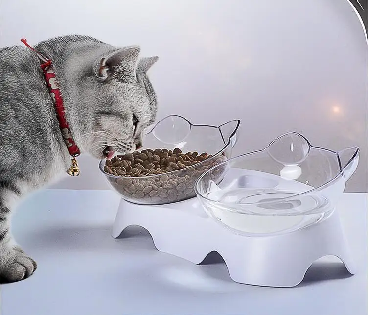 Прозрачная миска в форме кошачьих ушей для домашних животных и кошек с