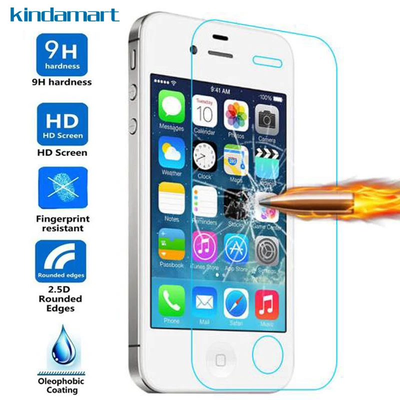 Protective Glass For iPhone X 4 4S 5 5S SE Tempered Screen Protector 6 6S 7 8 Plus Film on Cover Case | Мобильные телефоны и