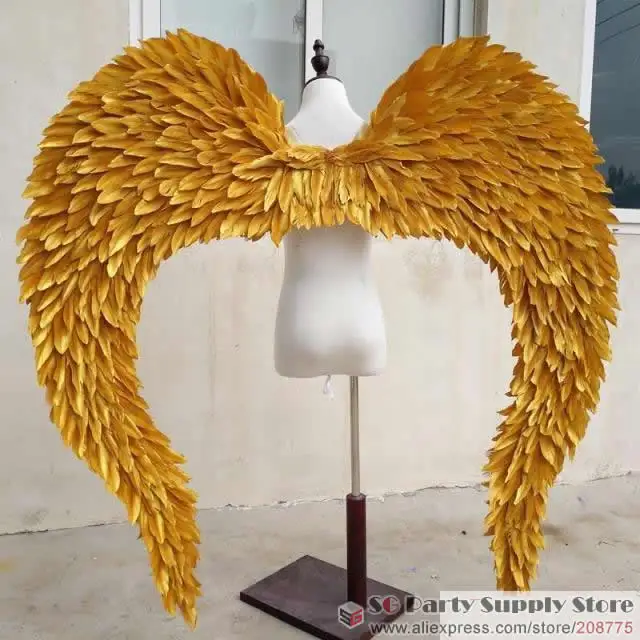 Женский костюм с золотыми крыльями высокое качество женские крылья ангела