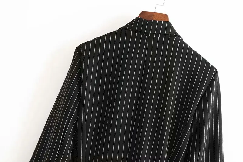 Осенние полосатые блейзеры, Женская куртка с поясом, Chaqueta Mujer Harajuku, пальто на молнии, Casaco Feminino, одежда, черная, Jaqueta