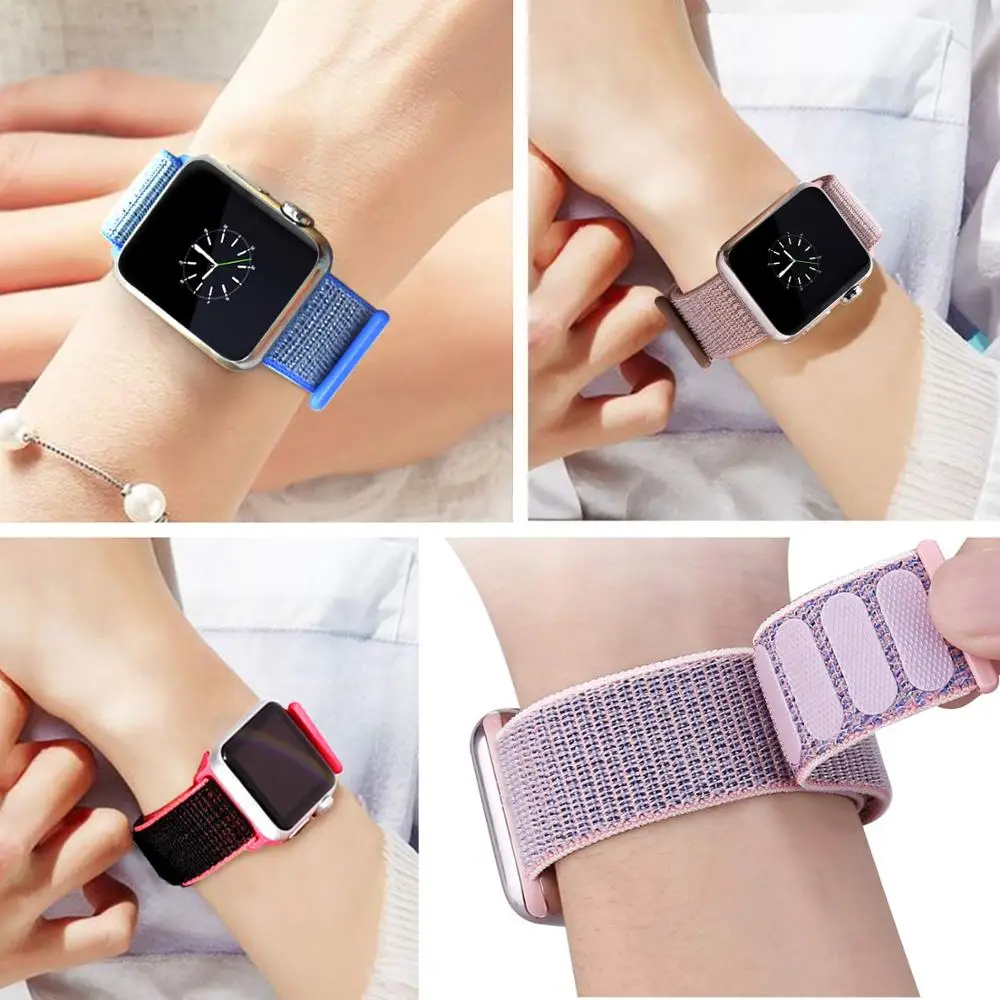 Ремешок для Apple watch band 42 мм 38 iWatch 4 44 40 Спортивная петля ремешок часов нейлоновый