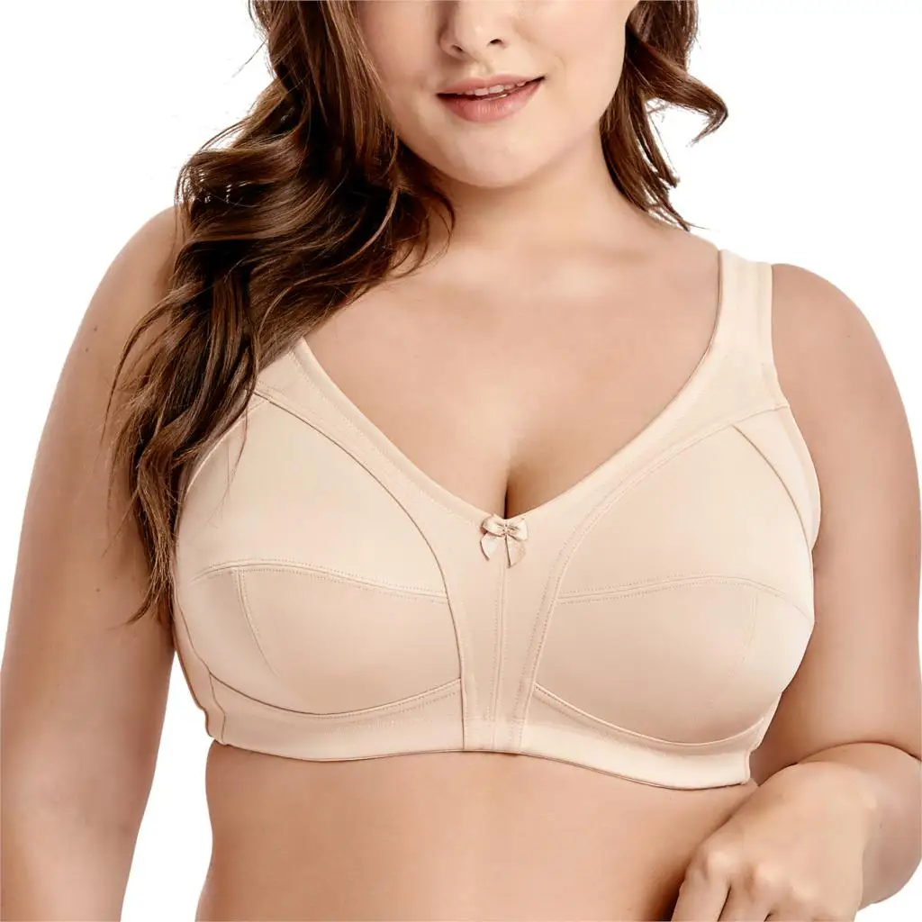 Women's Non-Padded Wire Free Comfort Lift Full Coverage Support Bra Plus Size 34-52 B C D DD E F