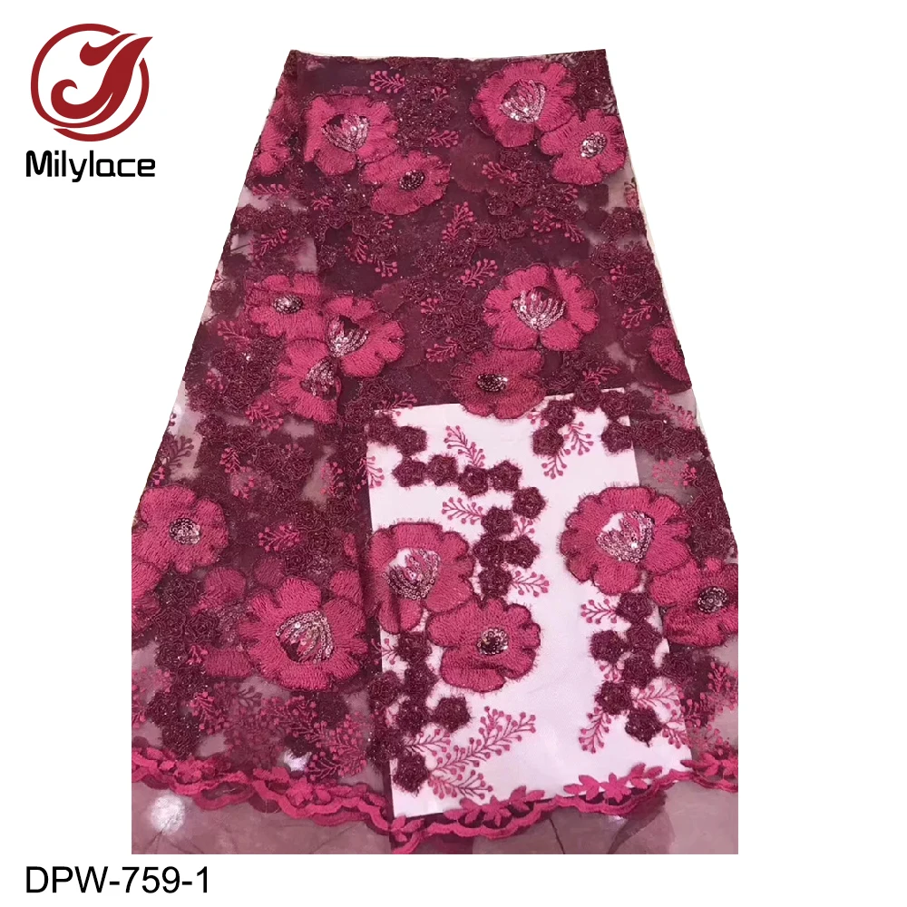 Milylace African lace fabric 5 yards floral embroidery with shiny sequins Nigerian net for party DPW-759 | Дом и сад