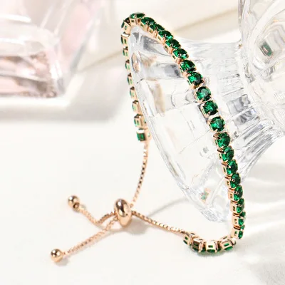 European and American Cross-Border Jewelry For Shiny Crystal Push And Pull Bracelet Lady Gold Full Of Single Row | Украшения и