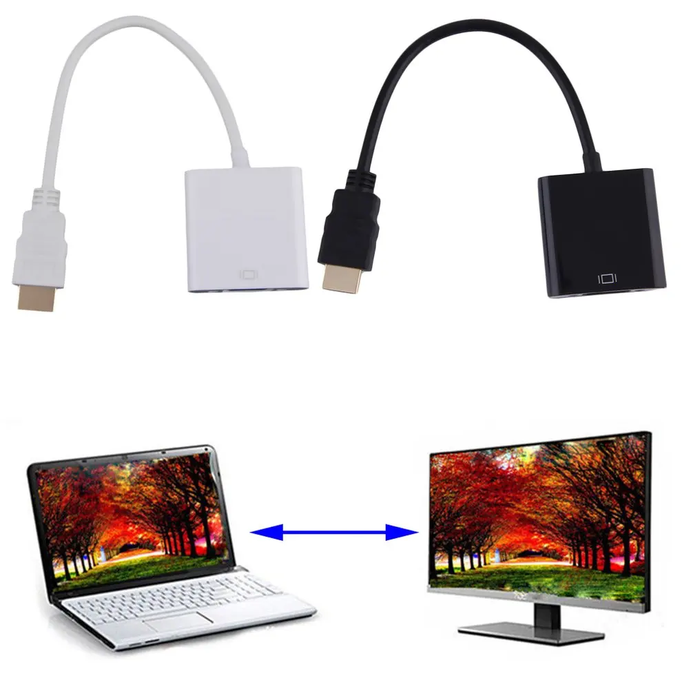 2шт 1080 P HDMI мужчина к VGA Женский видео конвертер адаптер кабель для ПК DVD HDTV