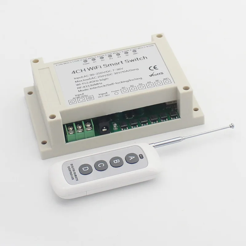 AC110V 220V DC12V 24V 36V Wi-Fi 4CH переключатель умный дом устройства модуль Беспроводной удаленного Управление выключатель+ 433MHz RF передатчик