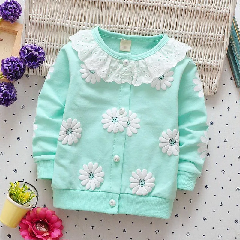 BibiCola newborn baby girls floral lace outerwear coat clothes spring autumn 0-2Y new infant toddler cute warm jackets coats |
