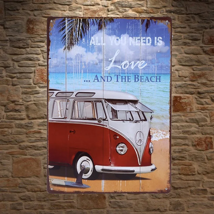 1 шт. все что вам нужно это love beach Van Surfing оловянные тарелки настенные пластины