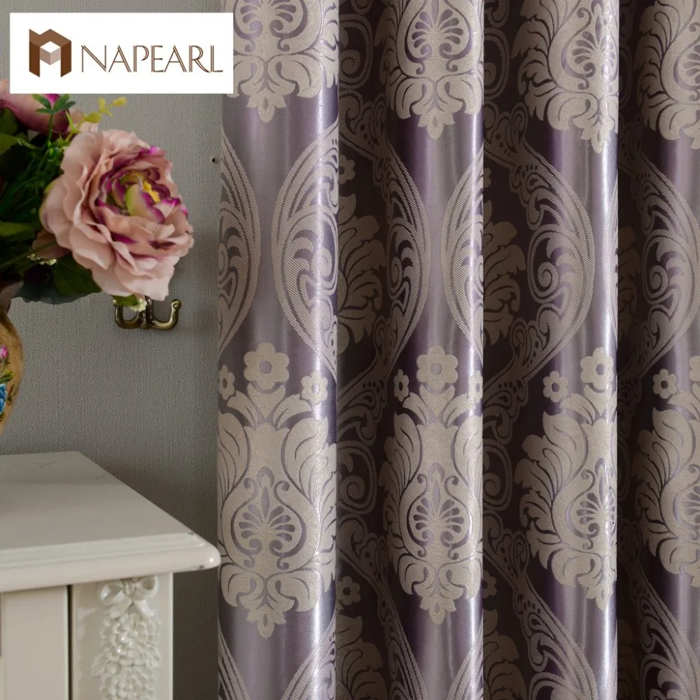 NAPEARL европейские жаккардовые шторы полностью затемненные для спальни столовой