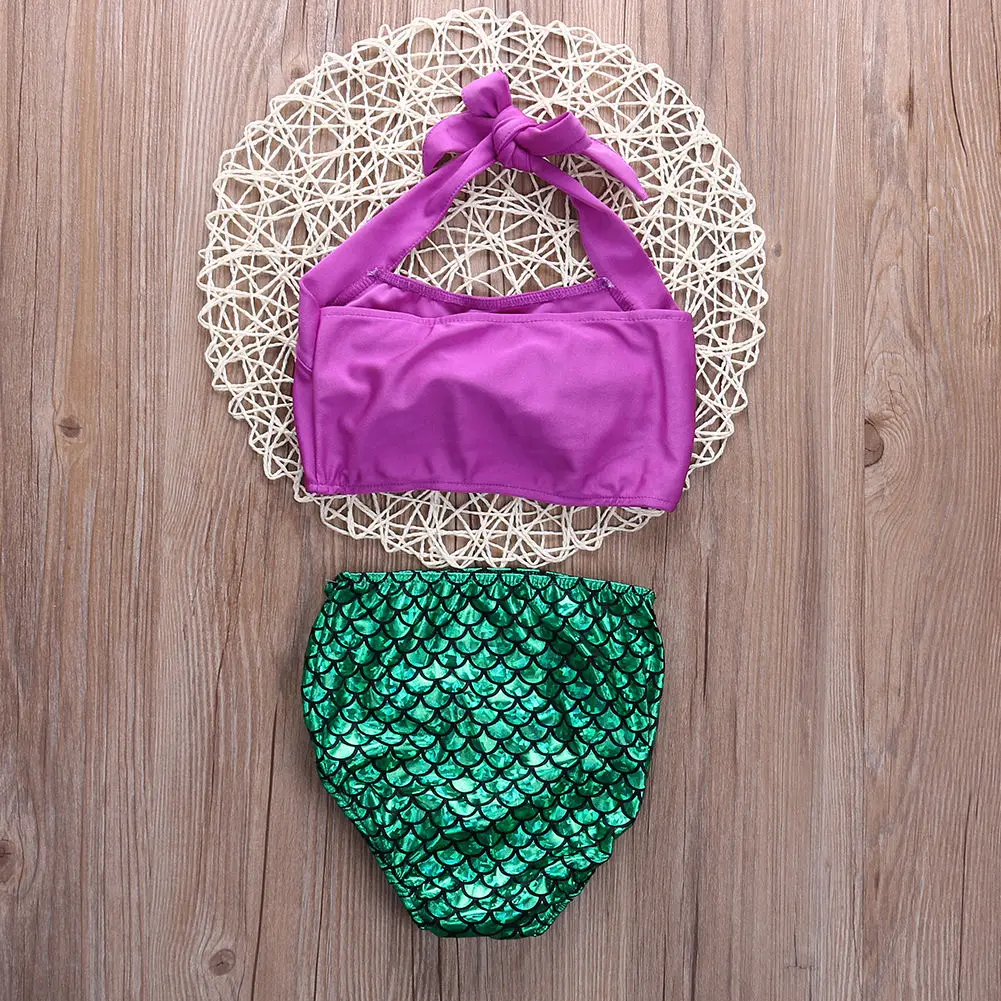 2016 Девушки Дети Русалка Swimmable Бикини Установить Купальники Лук Верх Низ