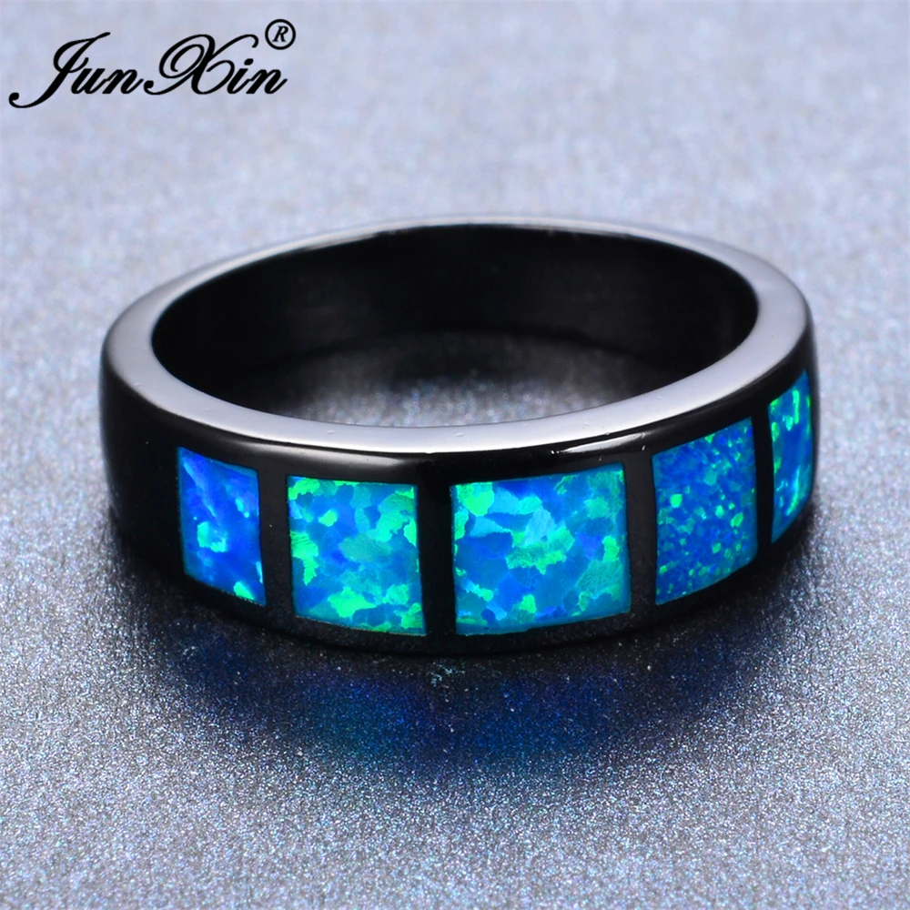 JUNXIN мужское женское кольцо с голубым огненным опалом винтажные Свадебные