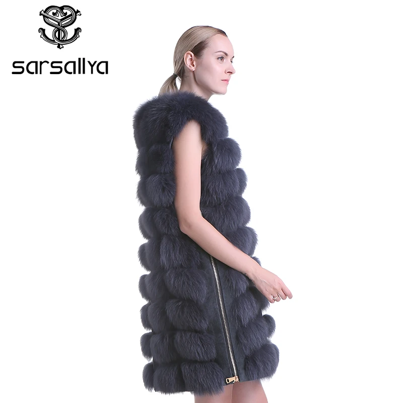 SARSALLYA Thick Natural Fox Fur Vest Women Genuine Coat For Women's Real Furs Vests Jacket Winter Warm Waistcoat | Женская одежда