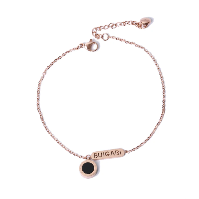 

YUN RUO Fashion Black Shell Pendant Anklet Chain Woman Girl Party Gift Rose Gold Color 316 L Stainless Steel Jewelry Never Fade