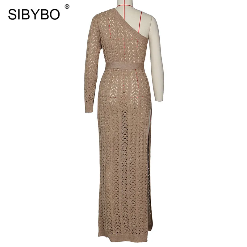 Sibybo трикотажное летнее платье с разрезом от бедра, женское свободное сексуальное длинное пляжное Повседневное платье макси, вечерние платья