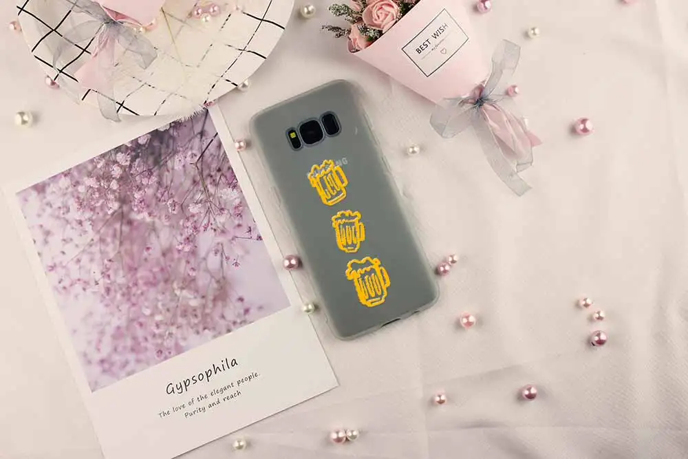 Новый Замороженный стеклянные пивные летняя Мягкая обложка для Samsung Galaxy S7 край S8