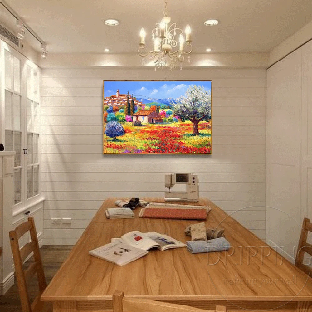 Artist Hand-painted High Quality Vivid Color Palette Knife Landscape Oil Painting on Canvas Abstract | Дом и сад