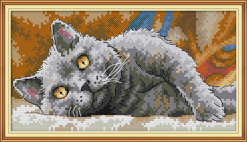 DA254 Joy Sunday DA253 DA254 14CT 11CT штампованные и счетные украшения для дома Британский короткошерстный Кот иглы Искусство ремесло вышивка крестом наборы - Цвет: DA254