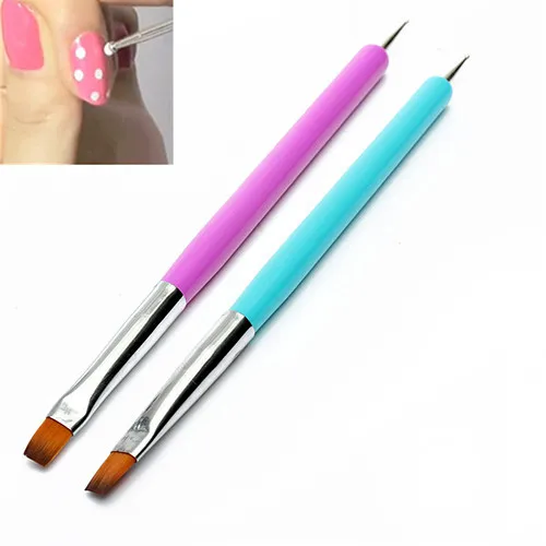 UV Gel Acrylic Nail Art Brush Liner Painting Pen Decoration Tool Set Marbleizing Dot Purple Lake Blue | Красота и здоровье