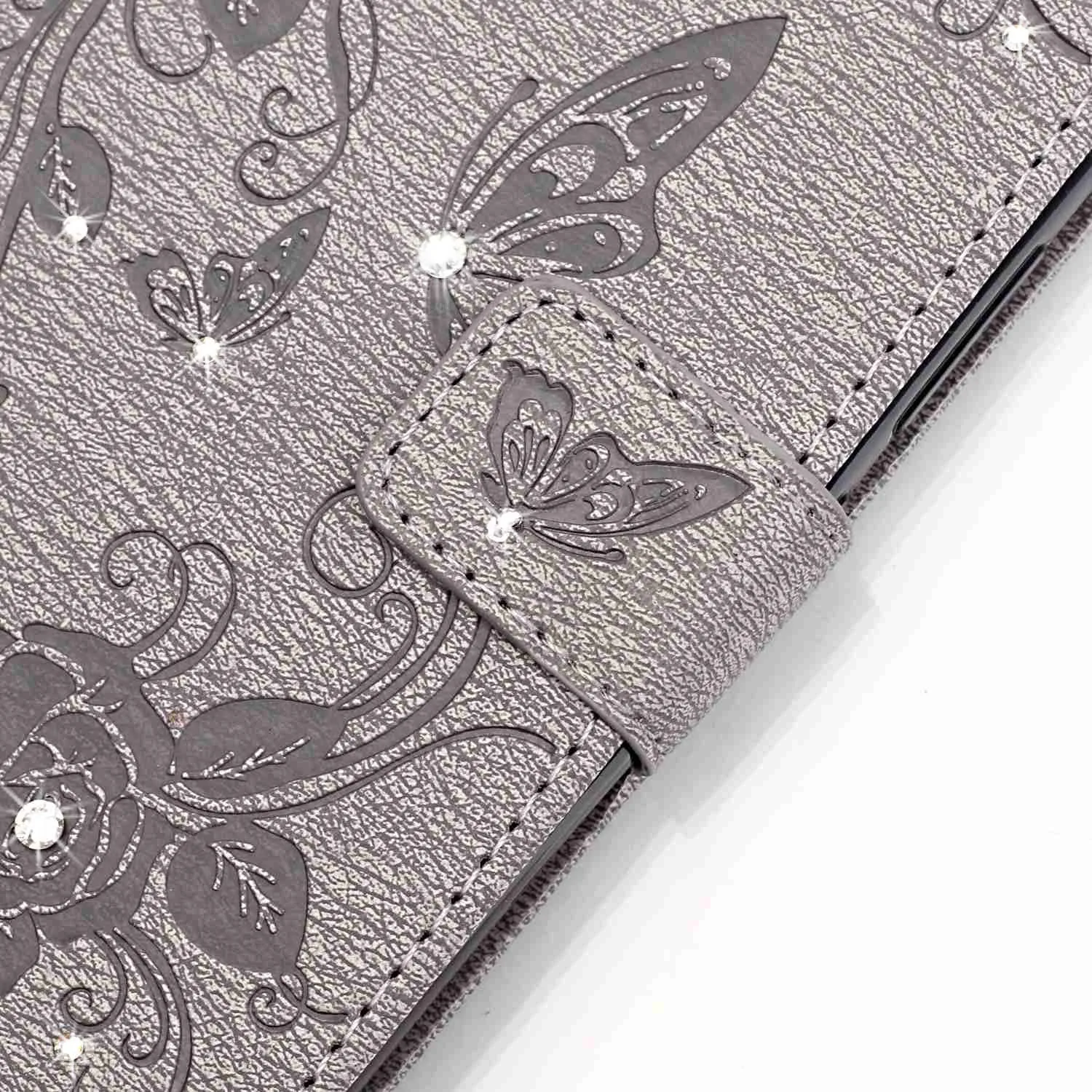 Роскошные Случаи Алмазов бабочка цветы Книга Стиль Кожа Флип Чехол Крышка коке