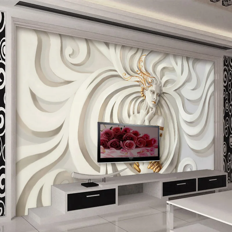 

Custom Any Size Mural Wallpaper European Style 3D Embossed Sculpture Figure Wall Cloth Creative Art Wall Papers Papel De Parede