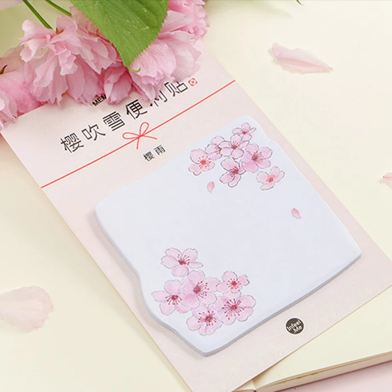 

1 x pink sakura memo pad sticky notes paper sticker notepad kawaii stationery pepalaria escolar office school supplies