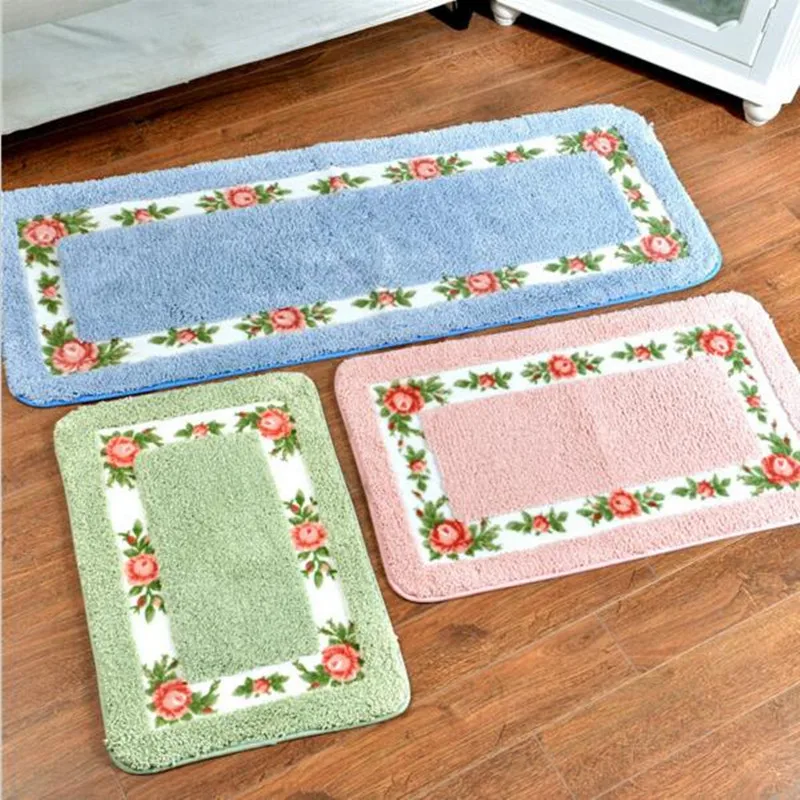 

Pastoral Shaggy Area Rug Rectangular floor mat Bathroom absorbent non-slip foot pad toilet doormat Bedroom bedside blanket