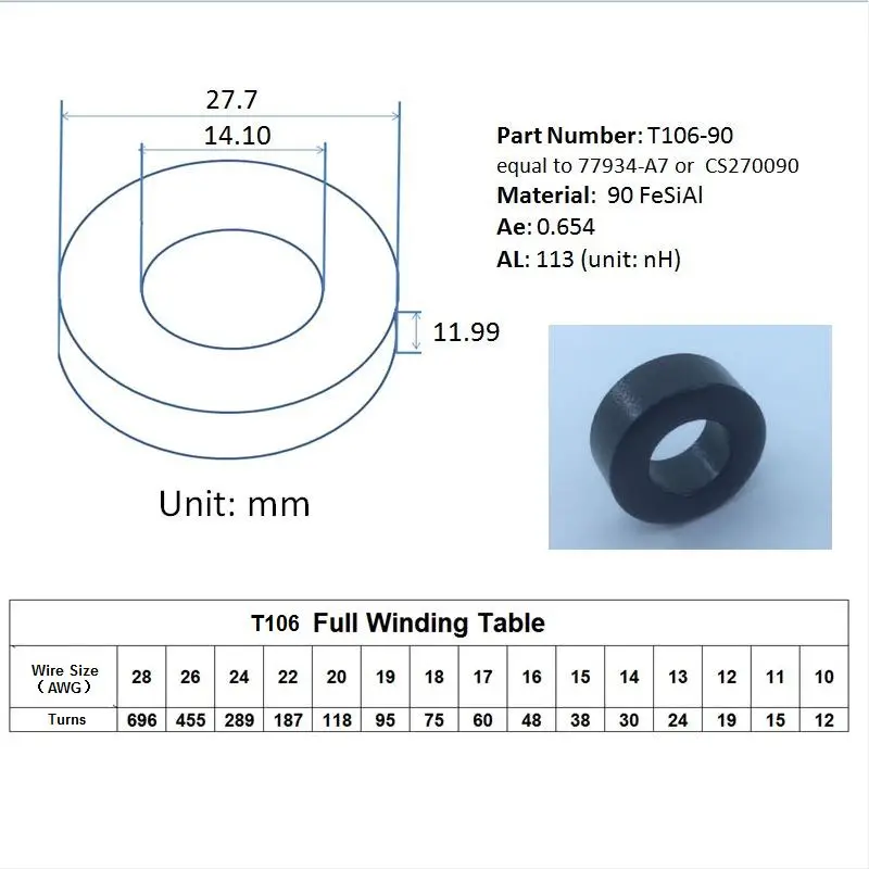 Сердечник Sendust T106-90 77934-A7 CS270090 | Обустройство дома