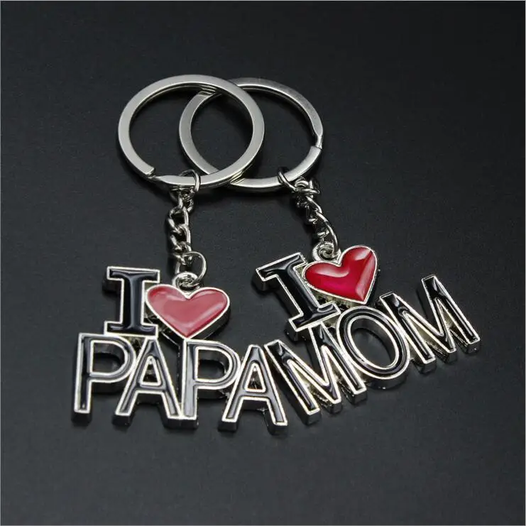 EMEC 2 шт./пара брелок для ключей с надписью I Love PAPA MAMA Red Heart автомобильный родителей
