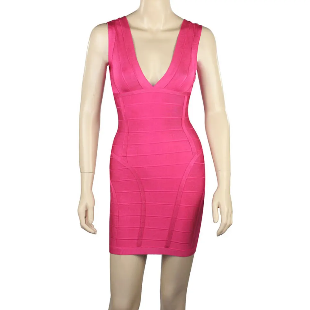 2017 вискоза ярко-розовое Сексуальное Женское облегающее Бандажное платье hl с
