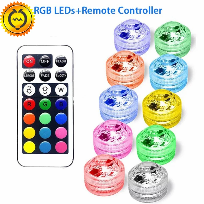 10 lights 1 remote 10 шт./лот с дистанционным управлением подводный водонепроницаемый светодиод мини-огни для китайских круглых бумажных фонарей Свадебная вечеринка Цветочные шары - Цвет: 10 lights 1 remote