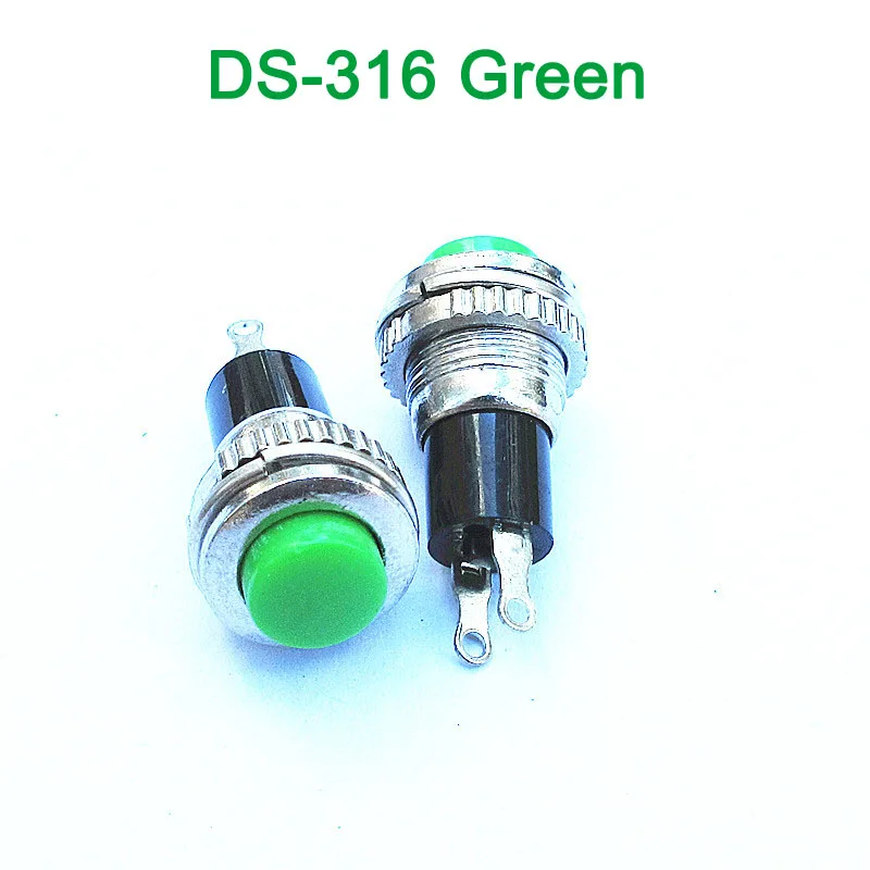 DS-316 DS-314 10 мм Маленький кнопочный выключатель разблокированный самосброс дверной звонок рупорный переключатель электрические выключатели 2 шт. розничная - Цвет: DS-316 Green