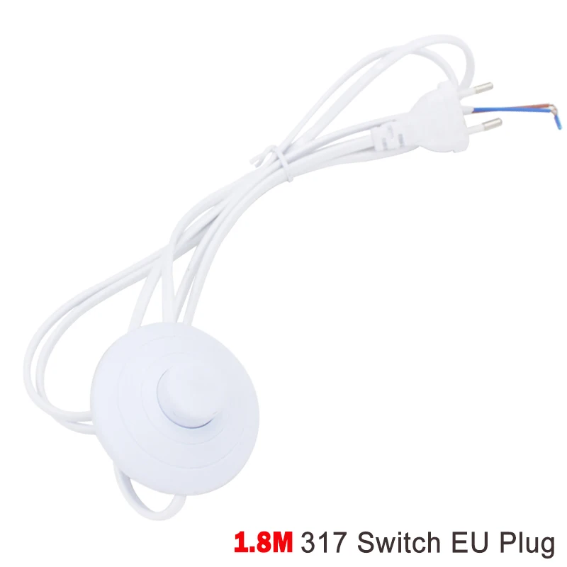 317 EU White DIY ЕС вилка Кабель Провод 303/304/317/301 кнопочный переключатель/двойной вкл. Выкл. Шнур питания для Светодиодный светильник с регулятором освещенности/торшер/светильник для чтения - Цвет: 317 EU White