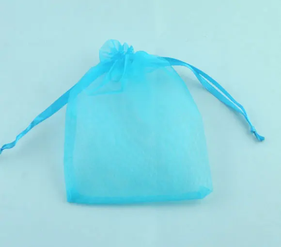Дорин коробка ювелирных изделий из органзы Сумки шнурок прямоугольник голубой 12