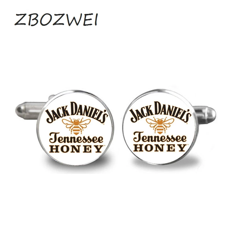 ZBOZWEI 2018New Bacardi Cufflink Jack Daniel Old NO 7 Whiskey Cufflinks Silver Cuff Gifts for Him Handmade Photo Jewelry | Украшения и
