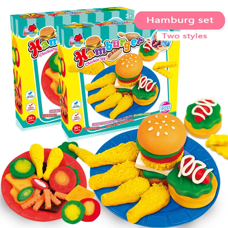 Креативные diy ремесло Сверхлегкий глиняный торт набор для завтрака Гамбург день