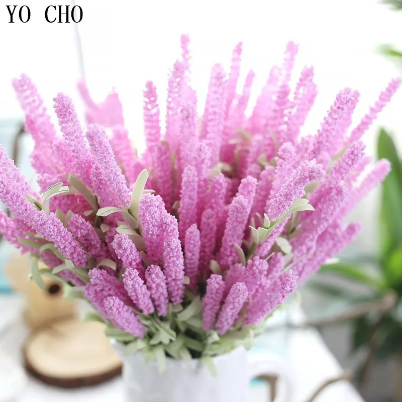 

YO CHO Silk Provence lavender flower Artificial Flowers silk tomentum grain decorative fake flores bouquet Simulation of aquati