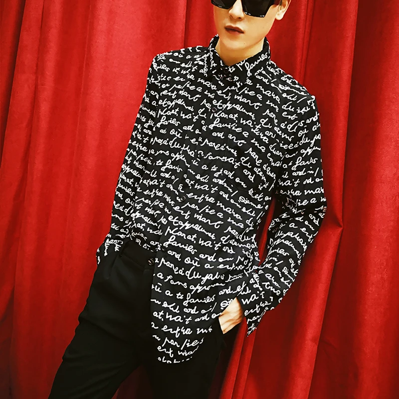 Стандартная! Модная брендовая черная свободная рубашка с английскими буквами на