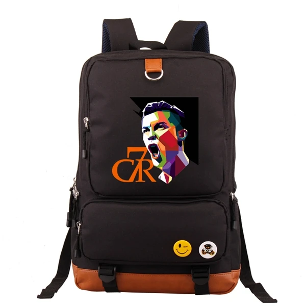 A Black Женский и мужской рюкзак Cristiano Ronaldo CR7, Студенческая школьная дорожная сумка, сумка для ноутбука, для футбольных болельщиков - Цвет: A Black
