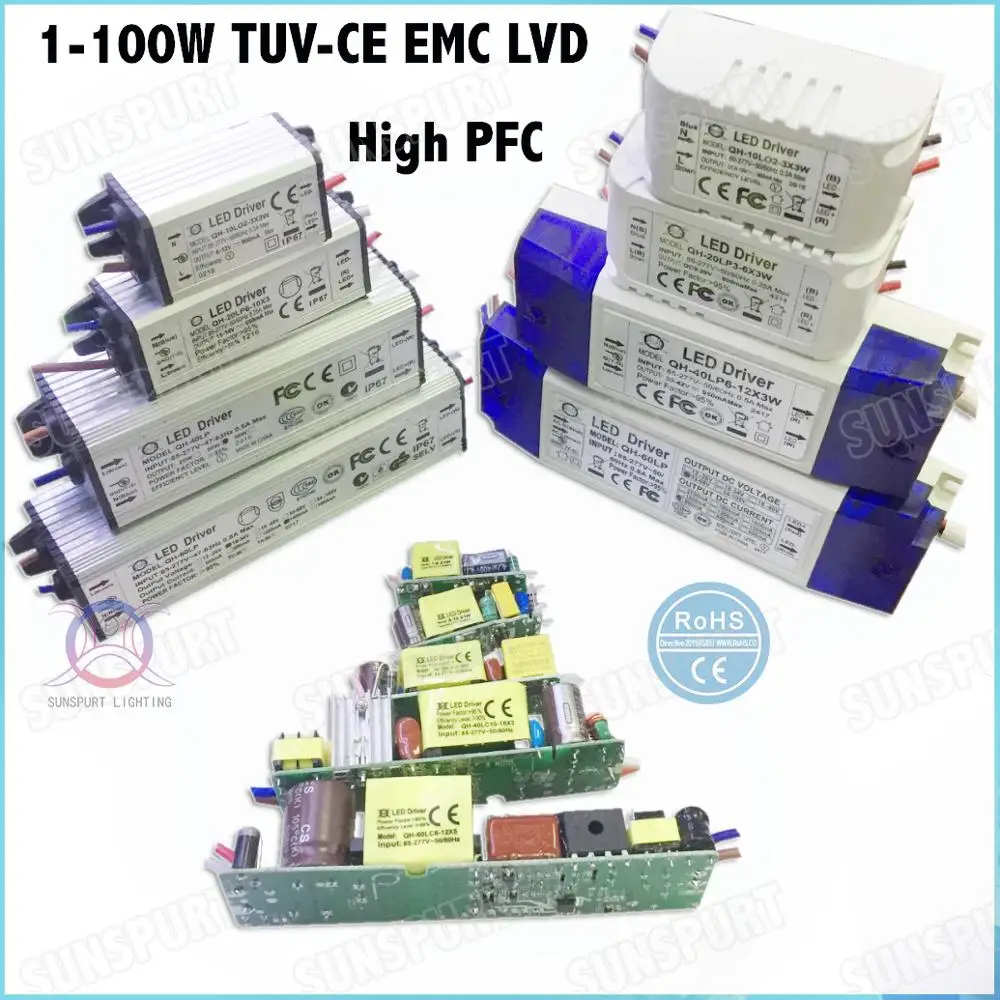 

3-10 Pieces By TUV-CE PFC 1-36W AC85-277V LED Driver 1-25Cx2W 450mA DC2-84V Constant Current IP67 Inside External Free Shipping