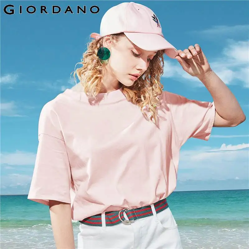 Giordano женская футболка с коротким рукавом свободного покроя круглым вырезом
