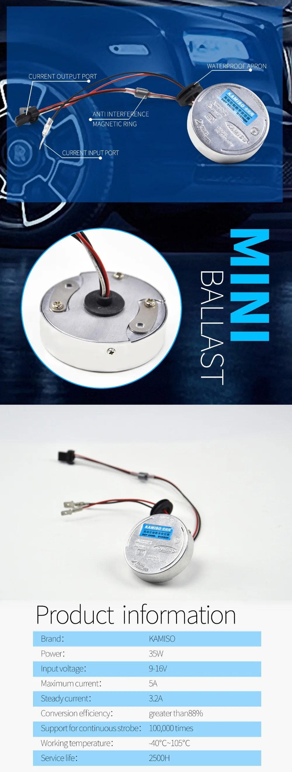 KAMISO 12 V 38 W KBN-03 Быстрый старт цифровой спрятанный балласт для автомобиля и авто модифицированный костюм для всех моделей автомобилей HID Аксессуар автомобиля