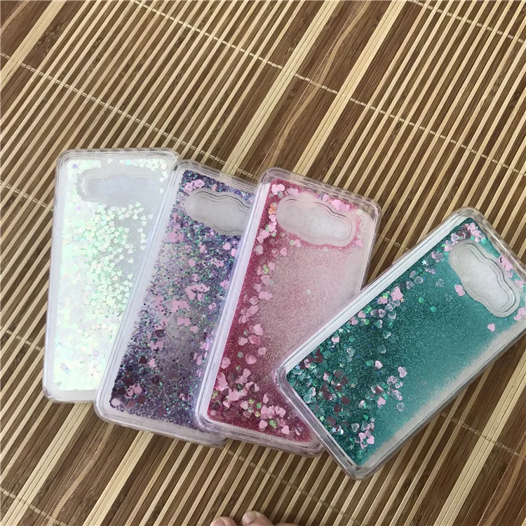 Bling Flowing Heart Love sequin Soft TPU Cases for Samsung Galaxy J4 J6 J8 2018 J3 J7 J5 2016 Prime Quicksand Liquid Coque |